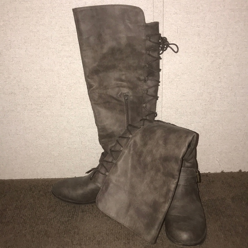 Tall gray boots